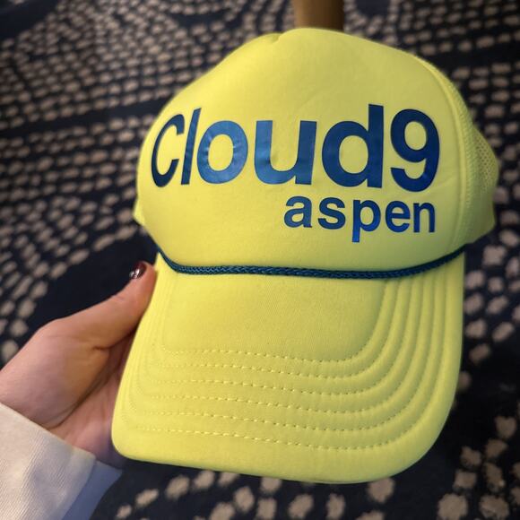 Aspen Snowmass Cloud 9 Neon Yellow Trucker Hat - NEW 100% Authentic